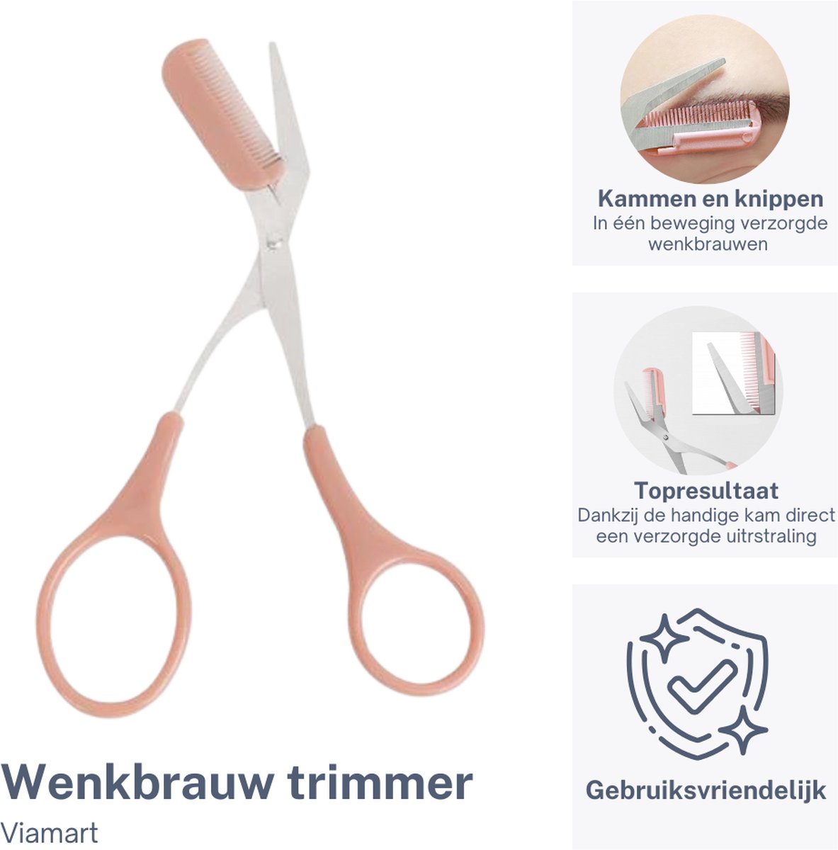 Viamart - Wenkbrauw Trimmer Schaar - Precisietrimmer - Grooming - Kammen, trimmen en snijden - Gezichtshaar verwijderen