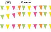 2x Vlaggenlijn multi 10 meter - vlaglijn festival feest party verjaardag thema feest kleur