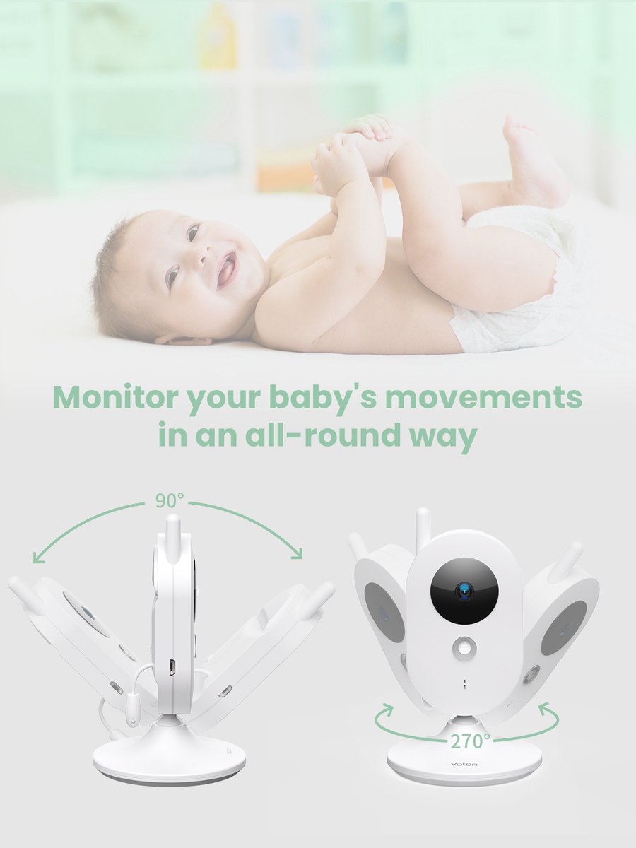 Afbeelding 2 van Yoton YB01 Babyfoon met Camera - 2,4 inch LCD-Scherm - Temperatuurbewaking - Wit