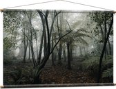 WallClassics - Affiche Textile - Foggy Forest - 120x80 cm Photo sur Textile