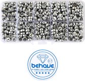 Behave Letter Bead Set - Argent avec lettres noires - Acryl - Perles - Perles alphabet - 7mm - 624 pièces