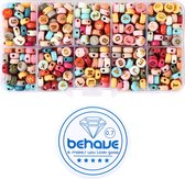 Set de perles de lettres Behave - Multi avec lettres dorées - Acryl - Perles - Perles alphabet - 7mm - 624 pièces