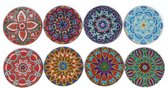 Diamond painting - Mandala Onderzetters - Ronde steentjes - 8 stuks - Inclusief houder - Compleet Hobbypakket
