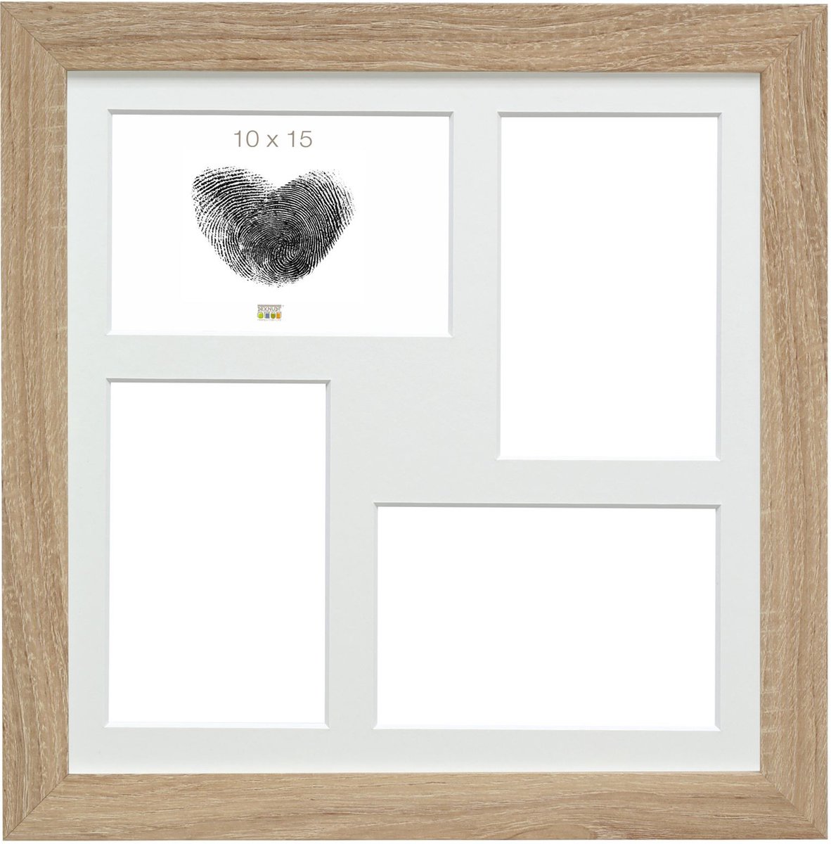 Deknudt Frames multifotolijst - naturel - collagelijst voor 4 foto's 10x15cm - met passe-partout