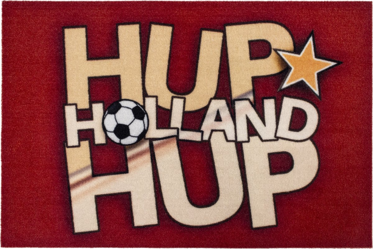 WK 2022 Deurmat binnen Nederland – Studio M – WK Voetbal – Droogloopmat binnen – 40x60 cm – Hup Holland Hup – Rood