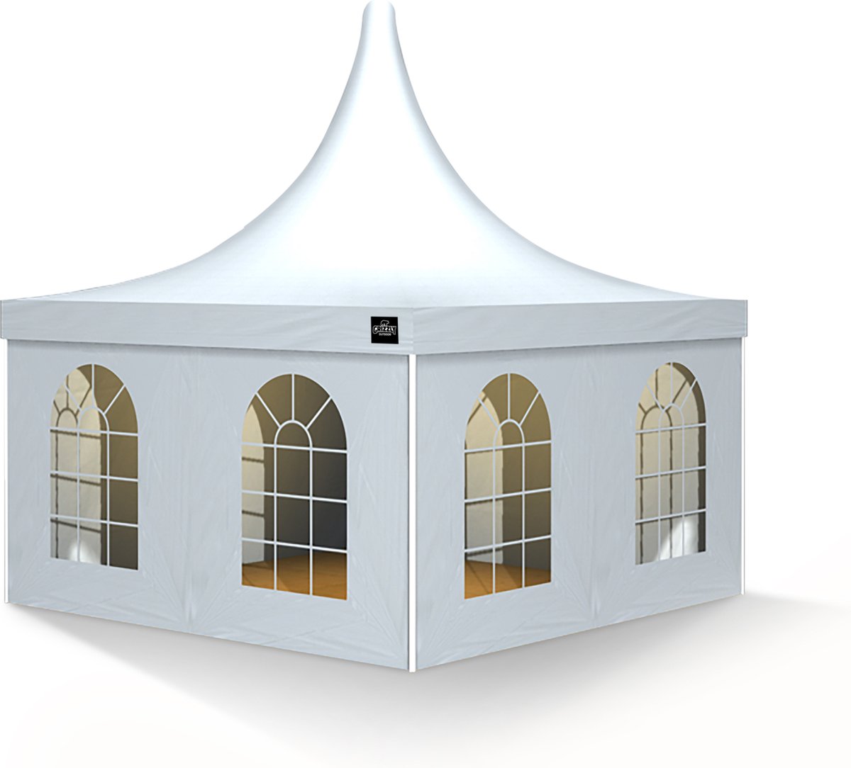 Grizzly Outdoor | Pagodetent PVC | 4x4 | Inclusief zijwanden en grondframe