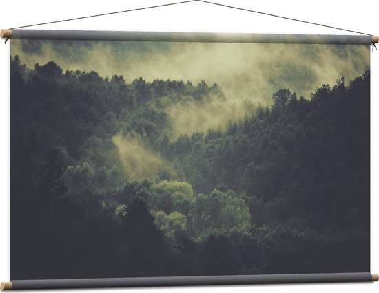 WallClassics - Affiche Textile - Brume Au-Dessus Des Arbres - 120x80 cm Photo sur Textile