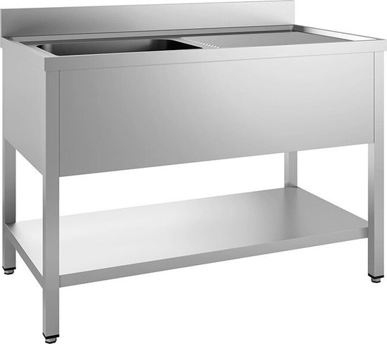 Gastro-Inox RVS Spoeltafel Met Spoelbak Links En Onderblad 1500(l)x700(d)x880(h)mm - Gastro-Inox 305.433 - Horeca & Professioneel