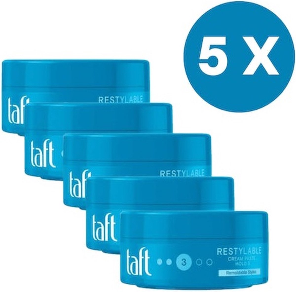 Schwarzkopf Taft Jar Styling Restylable Cream Paste 5 x 150 ml Voordeelverpakking