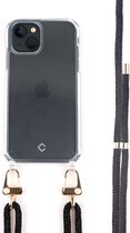 Coverzs Transparant case met zwart koord voor geschikt voor Apple iPhone 12 / 12 Pro - Telefoonhoesje met koord - Backcover hoesje met koord