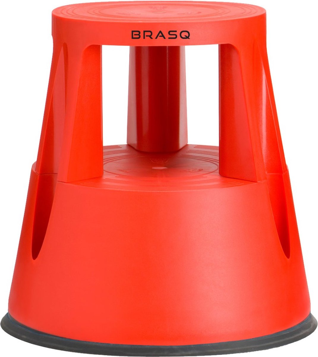BRASQ Opstapkrukje Verrijdbaar Comfort Rood hoogwaardig kunststof ST200, draagvermogen 150 kg, opstapkruk, olifantenvoet, kantoorkruk, trap, roltrap, kruk