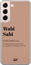 Hoesje geschikt voor Samsung Galaxy S22 - Wabi Sabi - Tekst - Bruin - Soft Case Telefoonhoesje - TPU Back Cover - Casevibes