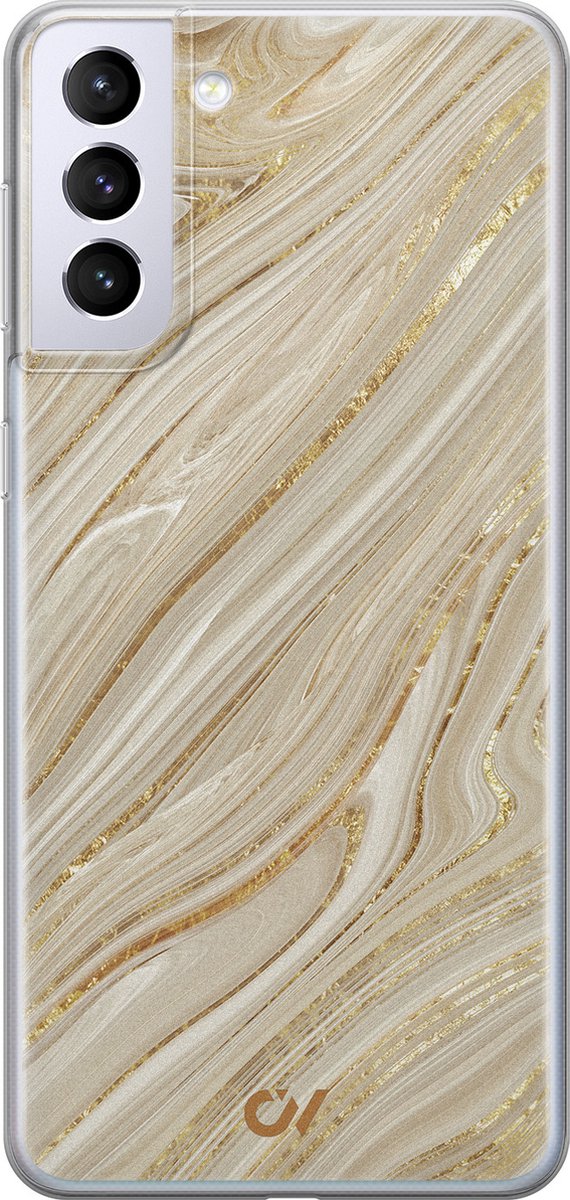 Samsung S21 hoesje - Golden Marble - Marmer - Goud - Soft Case Telefoonhoesje - TPU Back Cover - Casevibes