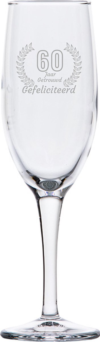 Gegraveerde Champagneglas 16,5cl Gefeliciteerd 60 jaar getrouwd