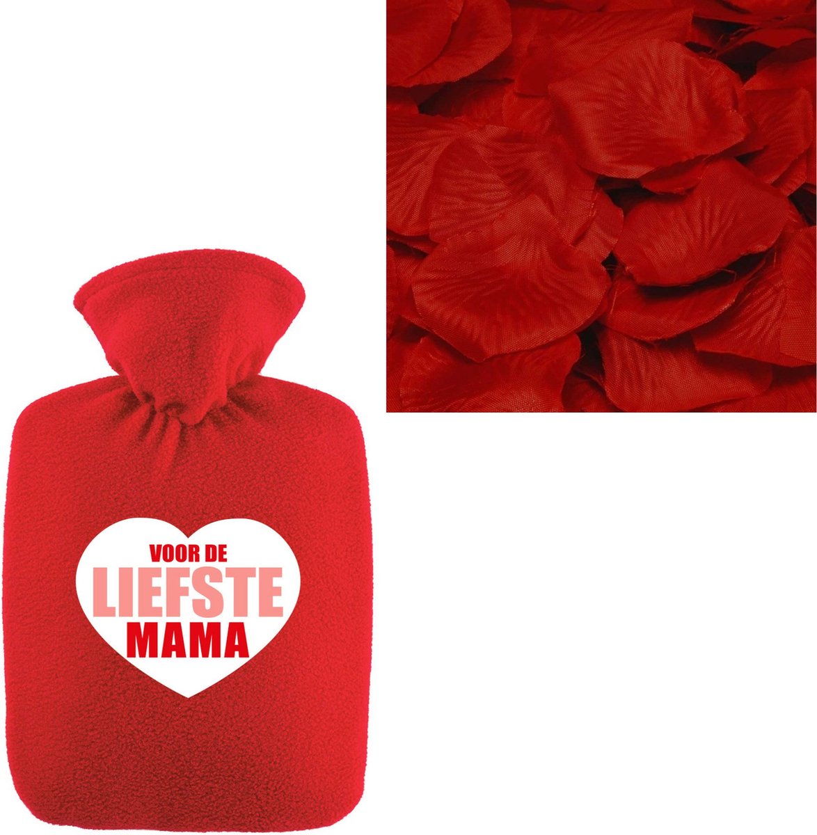 Goedkoopste Bellatio Design Warmwaterkruik - liefste mama - rood - 2 liter - rozenblaadjes