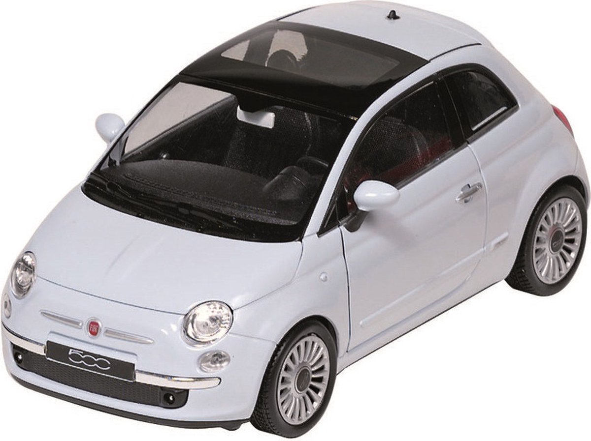 Goki - Modelauto - Fiat 500 2007 schaal 1:24 - wit - 14 x 7 x 7 cm