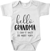 Rompertje met tekst - Hello Grandma - Wit - Maat 56 - Zwanger - Geboorte - Oma - Moederdag - Aankondiging - In verwachting - Cadeau - Romper - Pregnant - Announcement