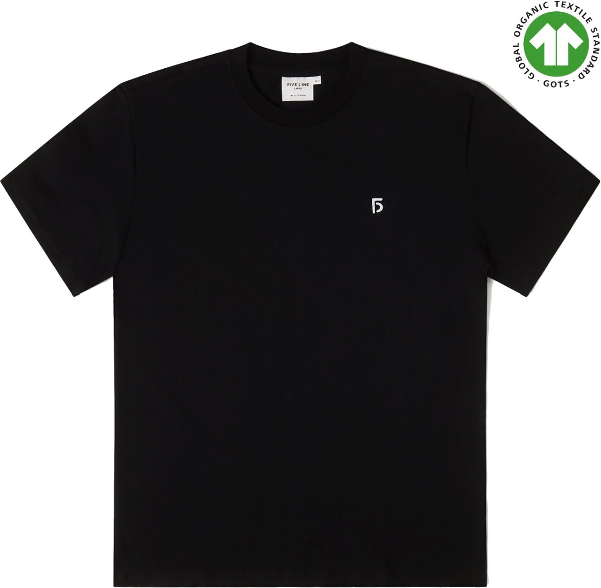 FIVE LINE LABEL - Zwart Basic Tshirt - Dames - Biologisch Katoen - Oversized Fit - Maat L/XL