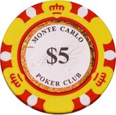 Poker chips - Poker - Pokerset - Poker fiches - Poker chip met waarde 5 - Monte Carlo poker chip - Fiches - Casino chips - Poker chip - Klei fiches - Cave & Garden