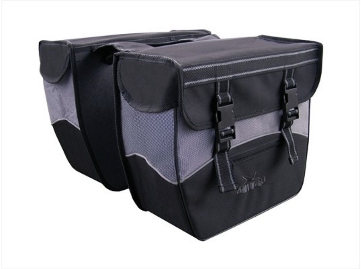 Greenlands - Dubbele fietstas - afgeschuind - voorgevormd - reflecterende bies - zwart/wit - 34 liter