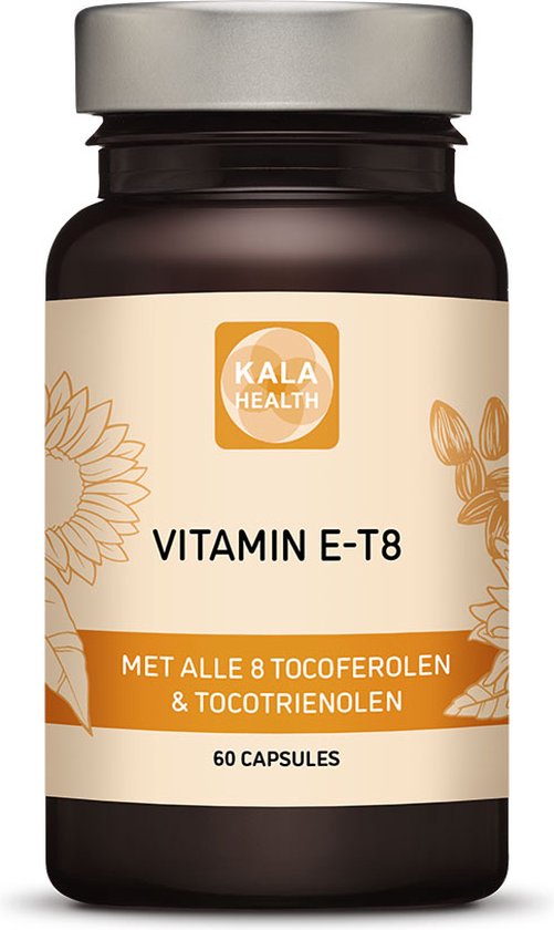 Vitamine E T8 Compleet - 60 capsules - Bevat alle 8 verschillende vormen van Vitamine E - Alle 8 tocotriënolen en tocoferolen - Kala Health
