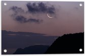 WallClassics - Poster de Jardin - Lune Étroite Avec Nuages et Montagnes - 60x40 cm Photo sur Poster de Jardin (décoration murale pour l'extérieur et l'intérieur)