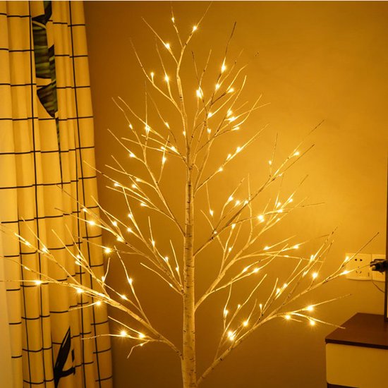 PEIDUO 24 2FT 24LT Verlichte Berk Boom Batterij Aangedreven Timer Warm Wit LED Kunstmatige Tak Boom voor Thuis Party Festival Bruiloft Decor, 2FT Tafelboom Lamp
