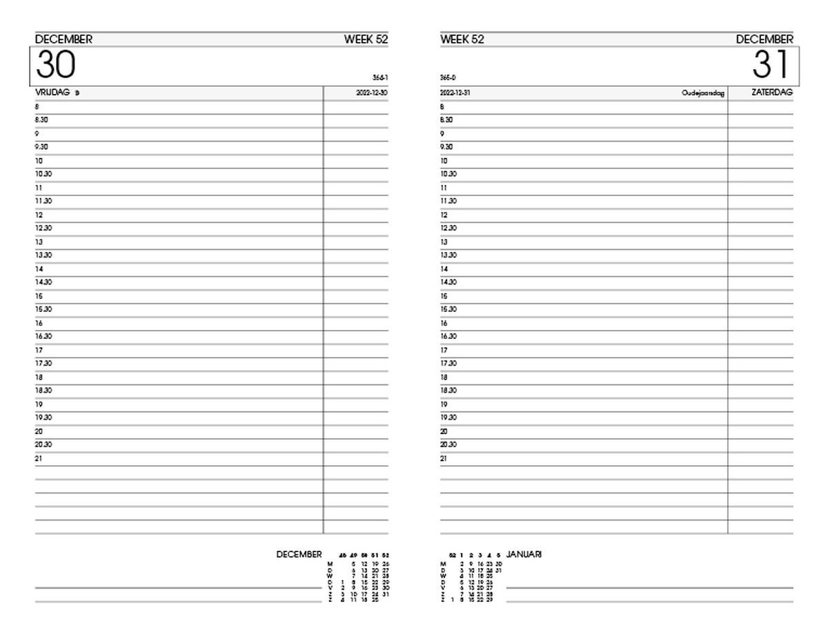 Bureau Agenda 2023 BORDO 1 dag per pagina (13,5cm x 21cm)