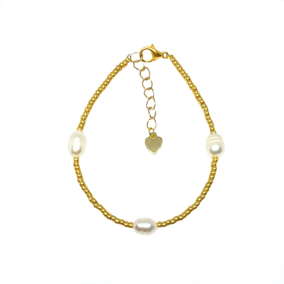 3 pearls bracelet - gold
