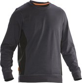 Jobman Roundneck Sweater Bicolor - Donkergrijs-Zwart - Maat 4XL