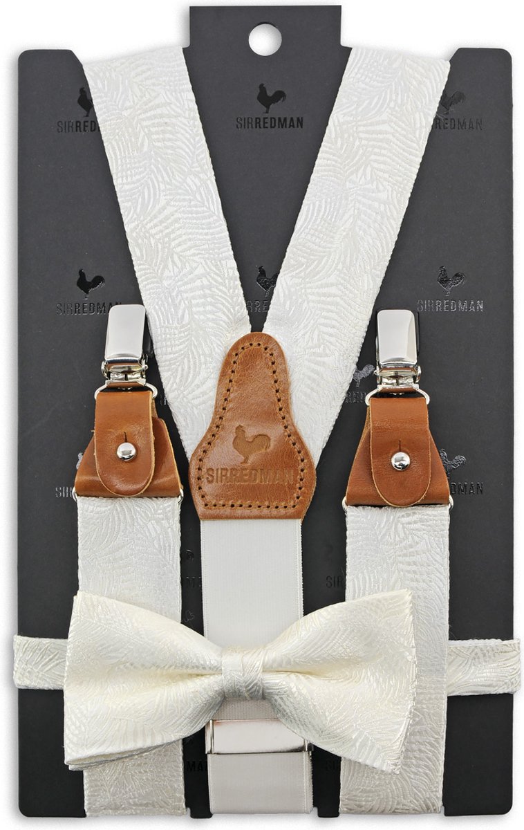 Sir Redman - Bretels met strik - bretels combi pack Festive Leaves off-white - off-white