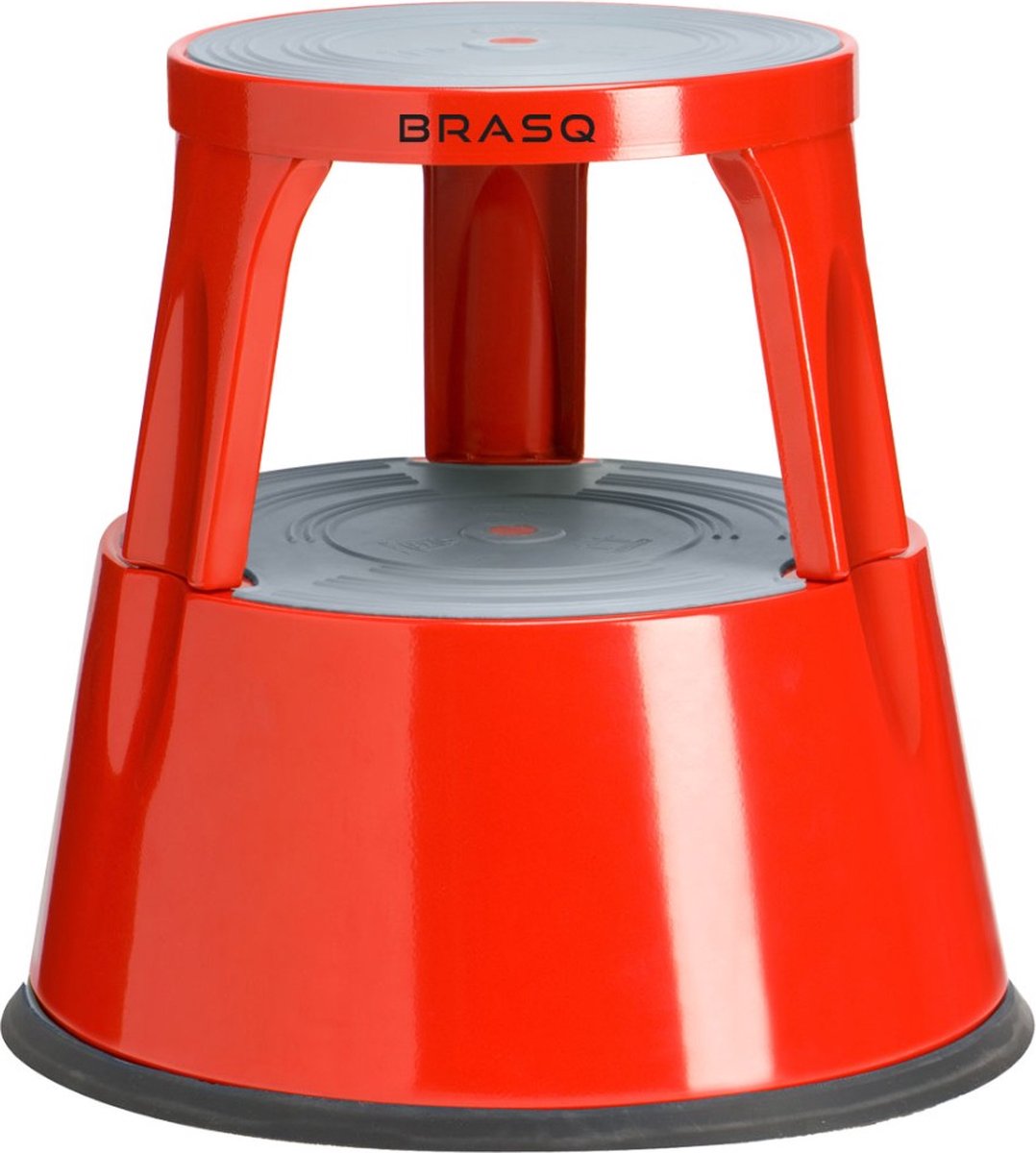 BRASQ Opstapkrukje Verrijdbaar Premium Grijs metaal ST300 draagvermogen 150 kg, opstapkruk, olifantenvoet, kantoorkruk, trap, roltrap, kruk