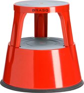 BRASQ Opstapkrukje Verrijdbaar Premium Grijs metaal ST300 draagvermogen 150 kg, opstapkruk, olifantenvoet, kantoorkruk, trap, roltrap, kruk