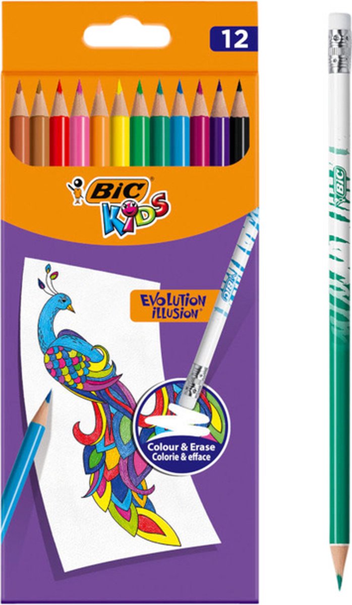 Kleurpotloden Bic Kids Illusion etui à 12 kleuren | 12 stuks