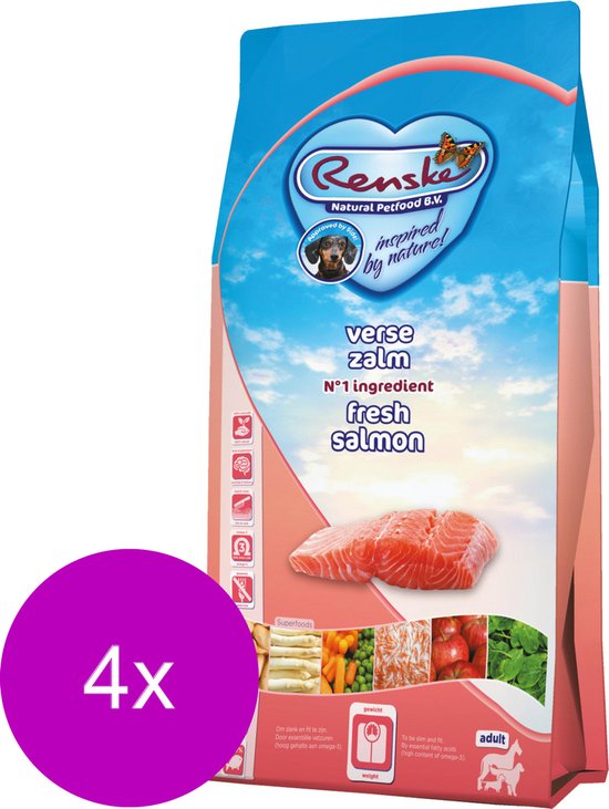 Renske Adult Zalm - Hondenvoer - 4 x 2 kg Graanvrij