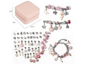 Ensemble de bracelets DIY 66 pièces rose - avec boîte de rangement pour bijoux - perles et breloques - créativité et motricité - cadeau idéal pour les vacances - Sinterklaas - Noël - Xd Xtreme