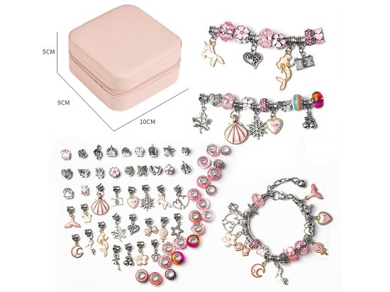 Ensemble de bracelets DIY 66 pièces rose - avec boîte de rangement pour  bijoux -... | bol.com