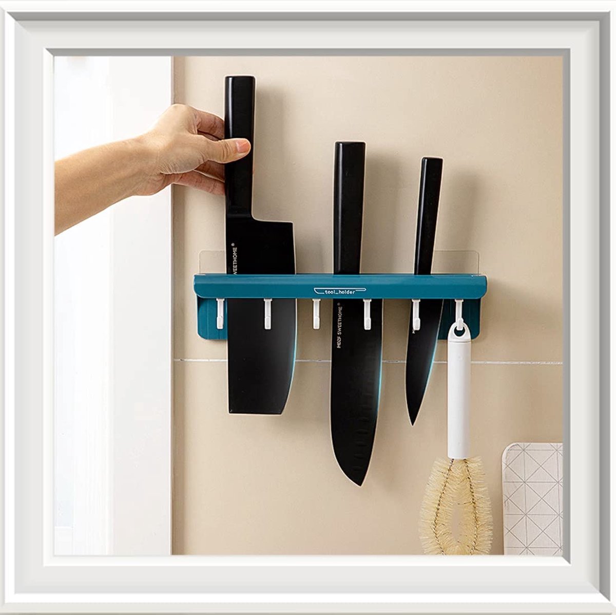 HOSHANHO Magnetisch messenblok, dubbelzijdige magnetische messenhouder met sterke verbeterde magneten, acaciahout magnetische messen standaard rek