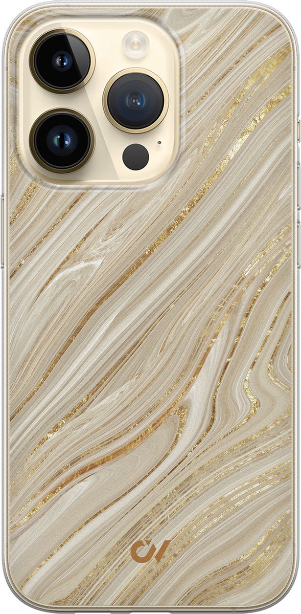 Hoesje geschikt voor Apple iPhone 14 Pro - Golden Marble - - Goud - Apple - Casevibes