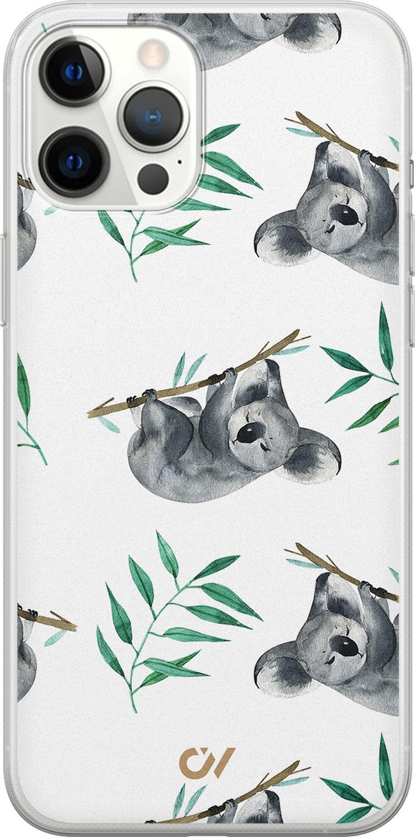 Hoesje geschikt voor Apple iPhone 12 Pro Max - Koala Print - - Wit - Apple - Casevibes