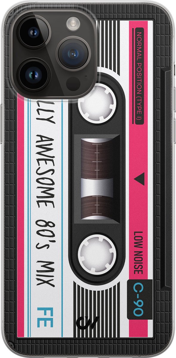 Hoesje geschikt voor Apple iPhone 14 Pro Max - Cassette - - Zwart - Apple - Casevibes