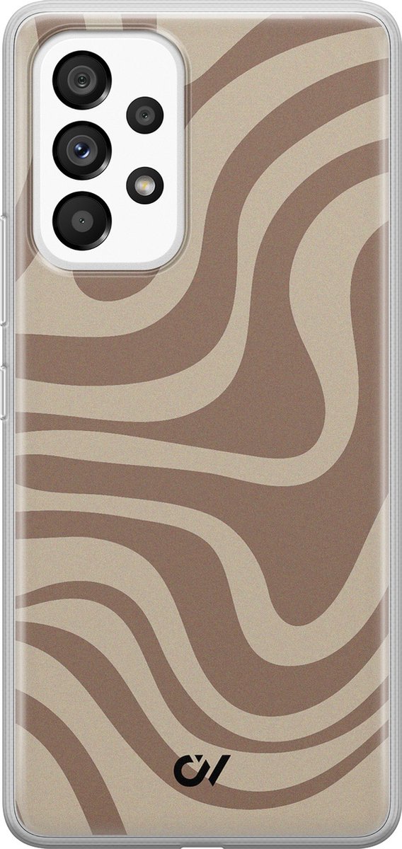 Samsung A53 hoesje - Brown Abstract Waves - Geometrisch patroon - Bruin - Soft Case Telefoonhoesje - TPU Back Cover - Casevibes