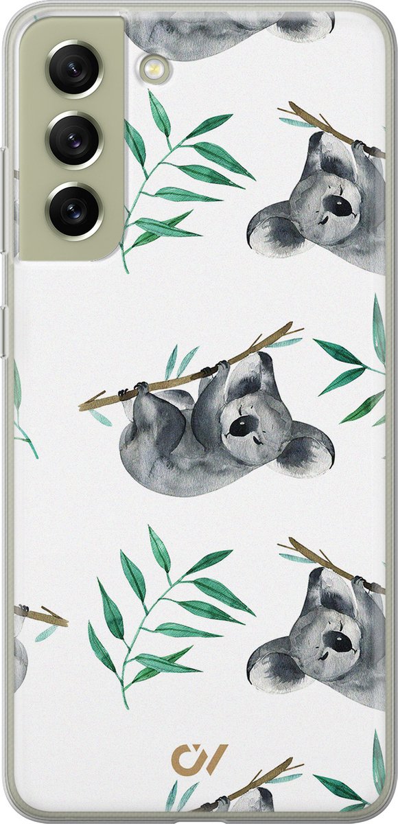 Hoesje geschikt voor Samsung Galaxy S21 FE hoesje - Koala Print - - Wit - - Casevibes