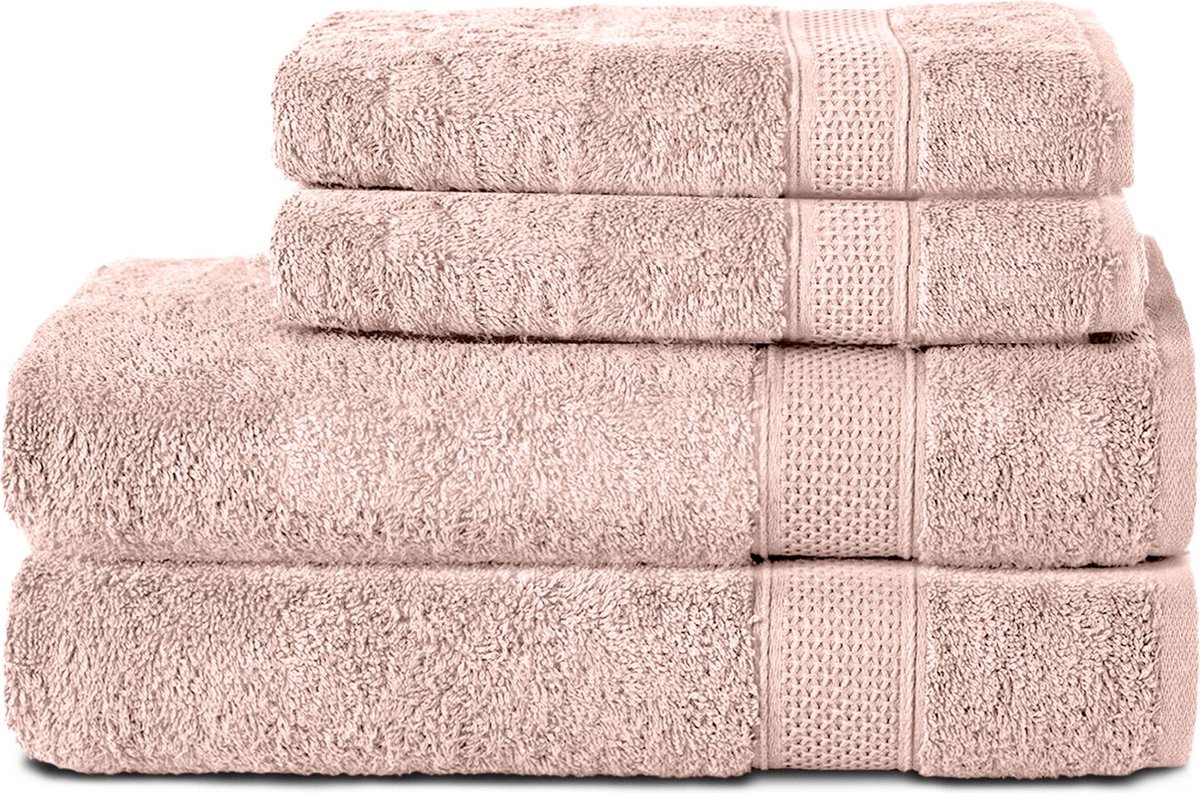 Komfortec Handdoekenset 2x handdoek 50x100 cm + 2x badhanddoek 70x140 cm - 100% Katoen - Roze