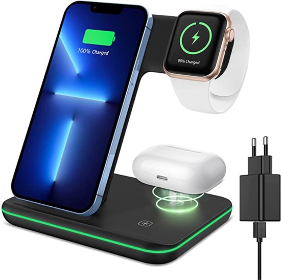 plus spiritueel meer SAMMIT 3-in-1 Draadloze Oplader 15W - Wireless charger - Fast Charger -  Voor iPhone,... | bol.com