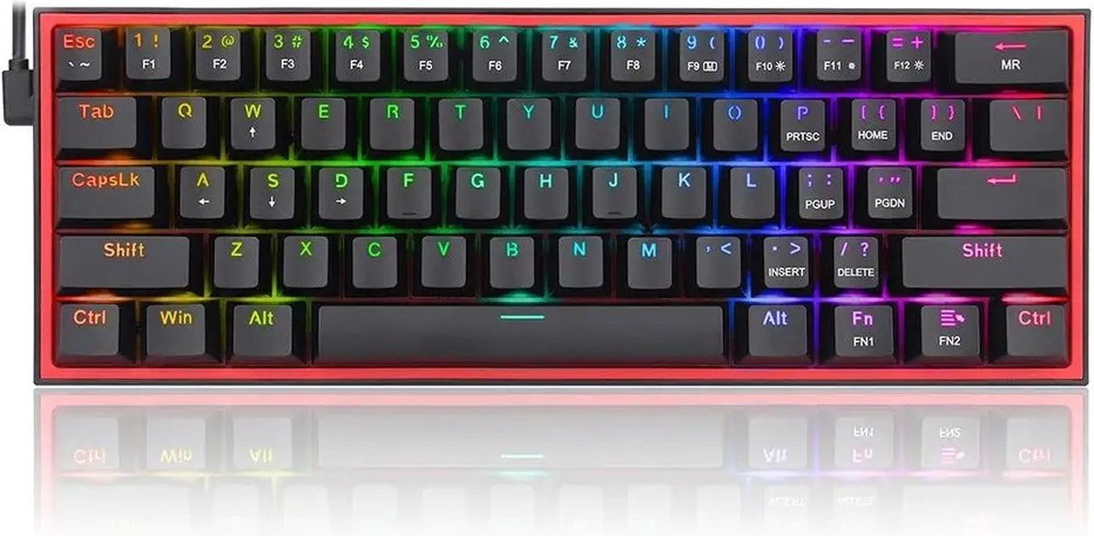 REDRAGON Fizz K617 - Mechanische Gaming Toetsenbord - RGB - Ergonomisch - 60% - Red Switch - Black