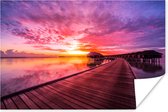 Poster Coucher de soleil coloré sur une jetée papier 120x80 cm - Tirage photo sur Poster (décoration murale salon / chambre) / Mer et plage