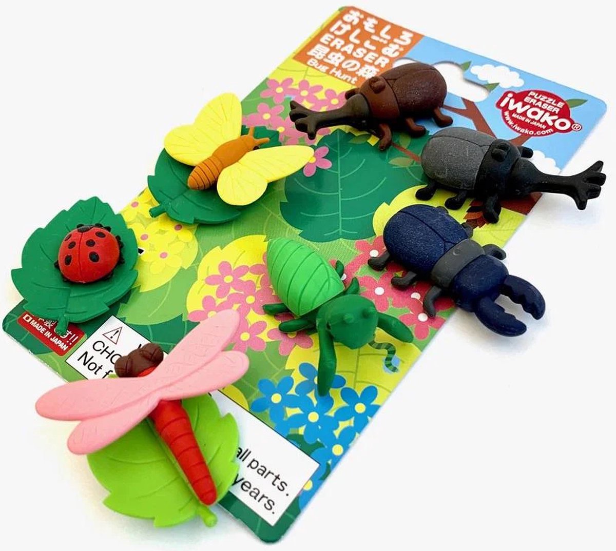 IWAKO BUG HUNT Eco-vriendelijke puzzelgommen kaartenset, perfect voor Sinterklaas/kerstcadeau