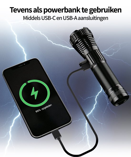 LED Militaire Zaklamp | Oplaadbaar | 10W | 1000 Lumen