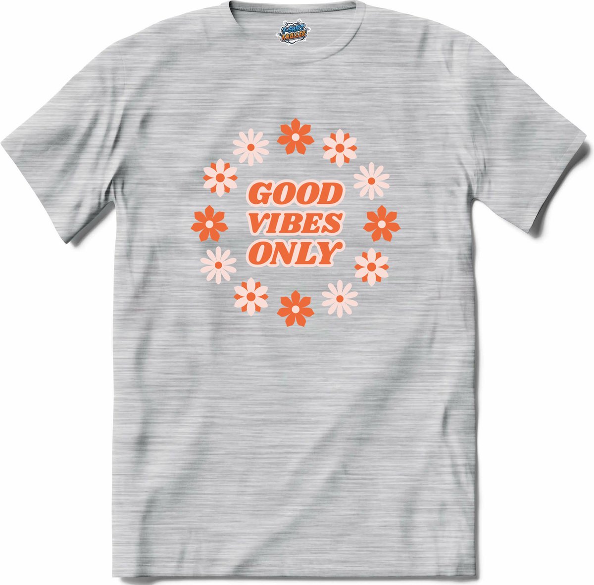 Flower power Good vibes only - T-Shirt - Jongens - Donker Grijs - Gemêleerd - Maat 2 jaar